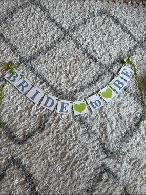 Bride to Be Banner Garland in Green and White - Elegant Bridal Shower Decor
